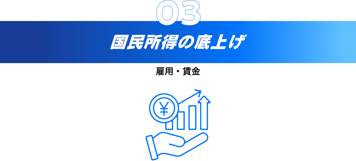 3.個人の権利を尊重し、ともに支え合う社会を実現します。